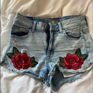 light-wash american eagle shorts